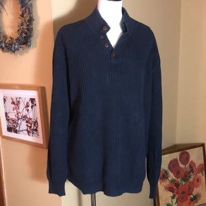 Vtg ‘00 LL BEAN Size XL Tall 100% Cotton Classic navy blue Ribbed Sweater COZY
